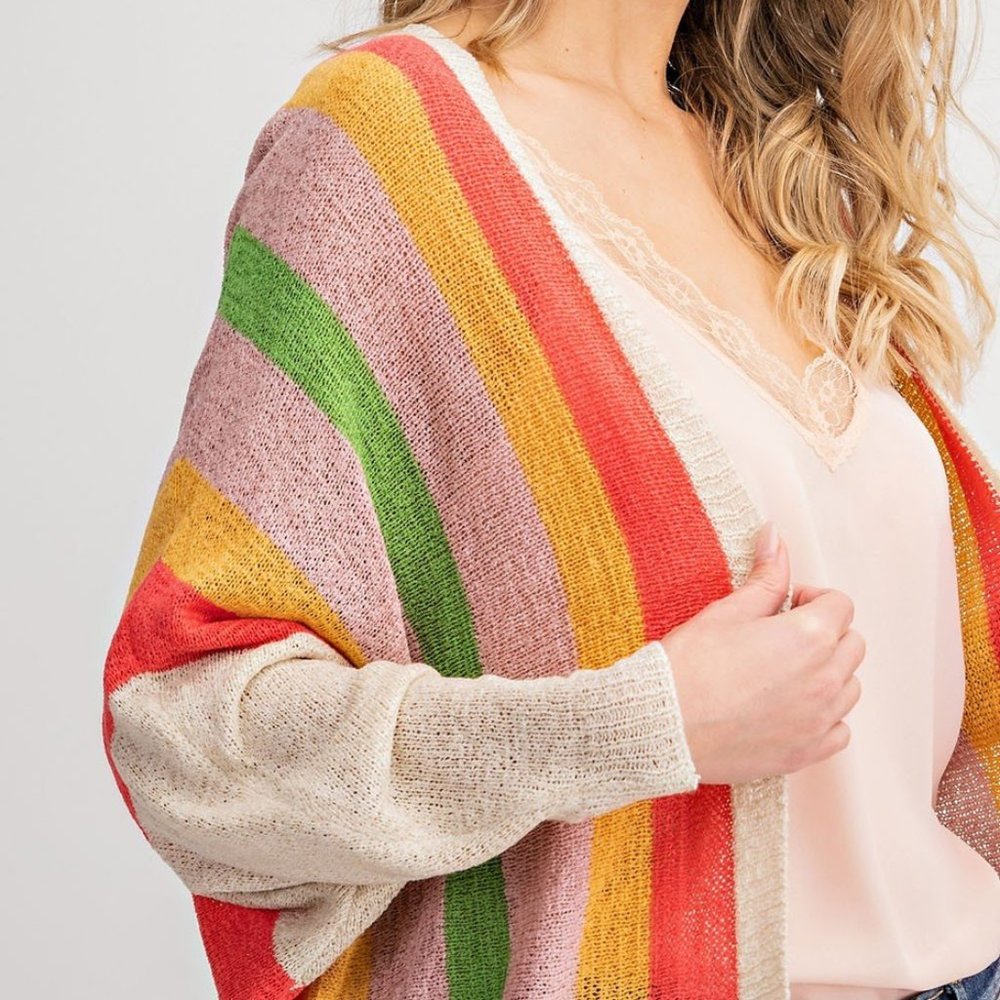 Iris Rainbow Stripe Open Cardigan - Picture 4 of 10